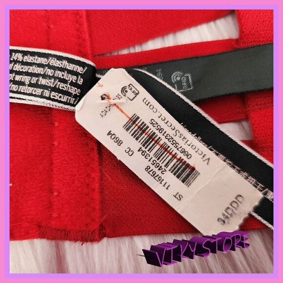 NWT Victoria's Secret Red Strappy Balconet Bra 34DD: Confident Allure NWT - Picture 6 of 8